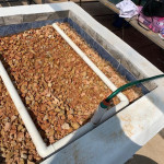 Llenado del humedal construido con el material granular (arena gruesa y brita)
