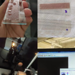 Muestras de películas para la determinación del ángulo de contacto de una gota de agua con la película.
Equipo: Tensiómetro óptico