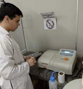 Lectura de la cantidad de fósforo con el espectrofotómetro.