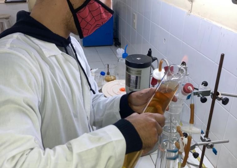 Preparación del medio en el reactor air-lift para producción de biomasa probiótica.